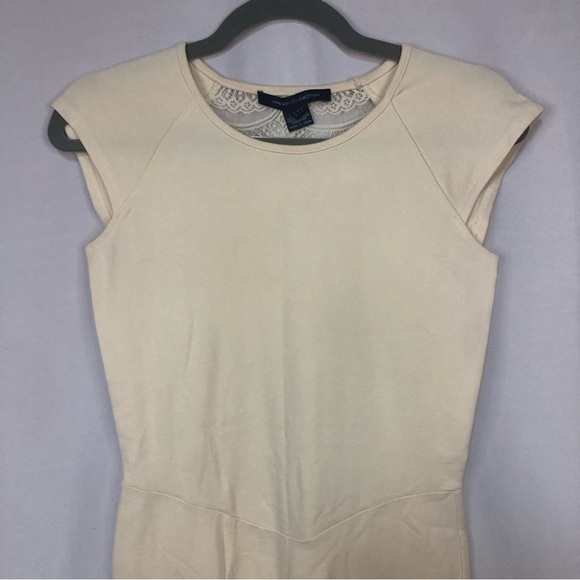 French Connection Women’s Dress Back Lace Inset Cap Sleeve Cream Color - Picture 3 of 10